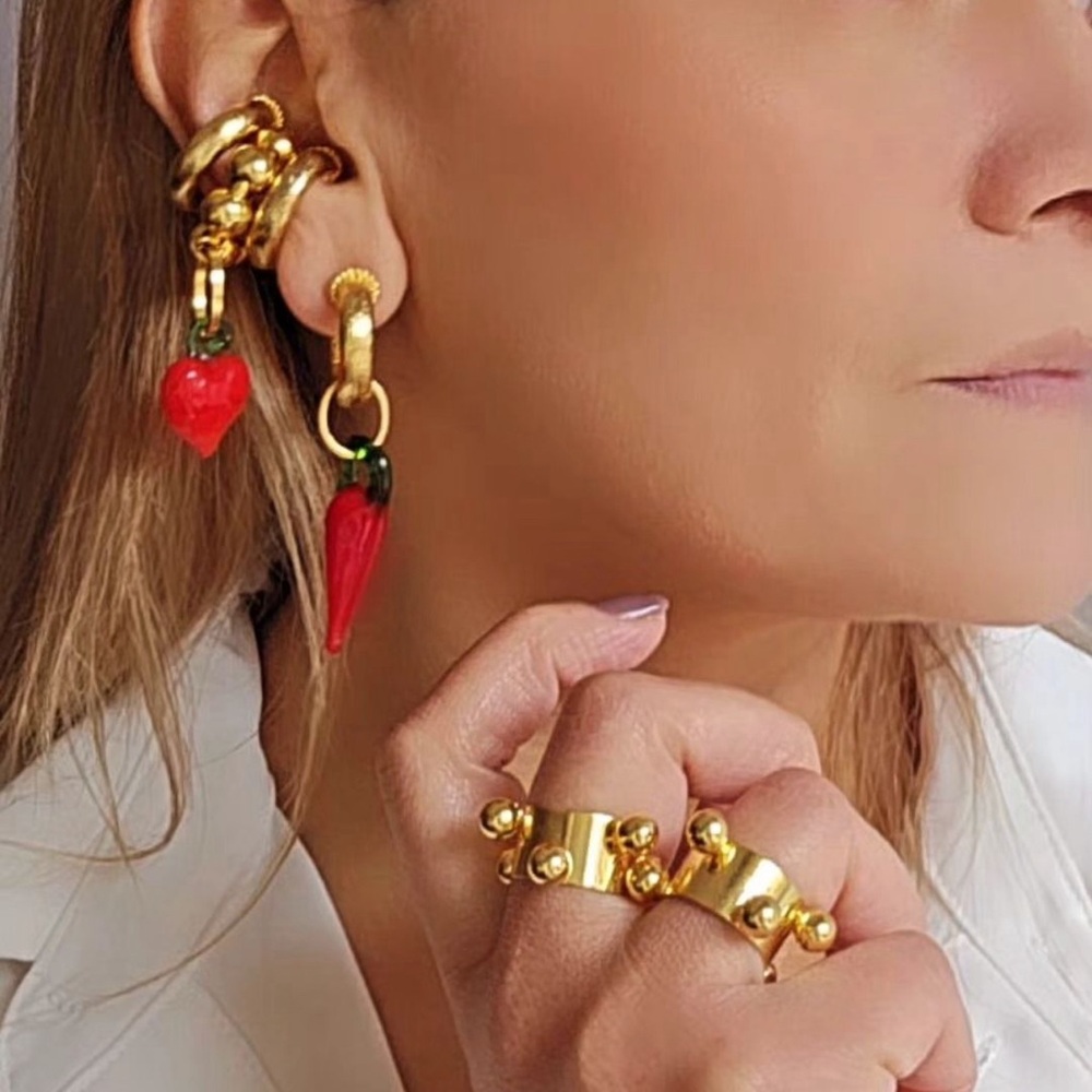 Chilli Drop Gold Hoops